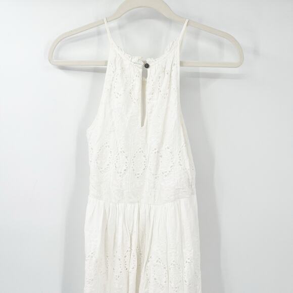 Anthropologie Maeve Womens Boho Beachy Tiered Eyelet Midi Dress Size‎ 0 White - Picture 9 of 10